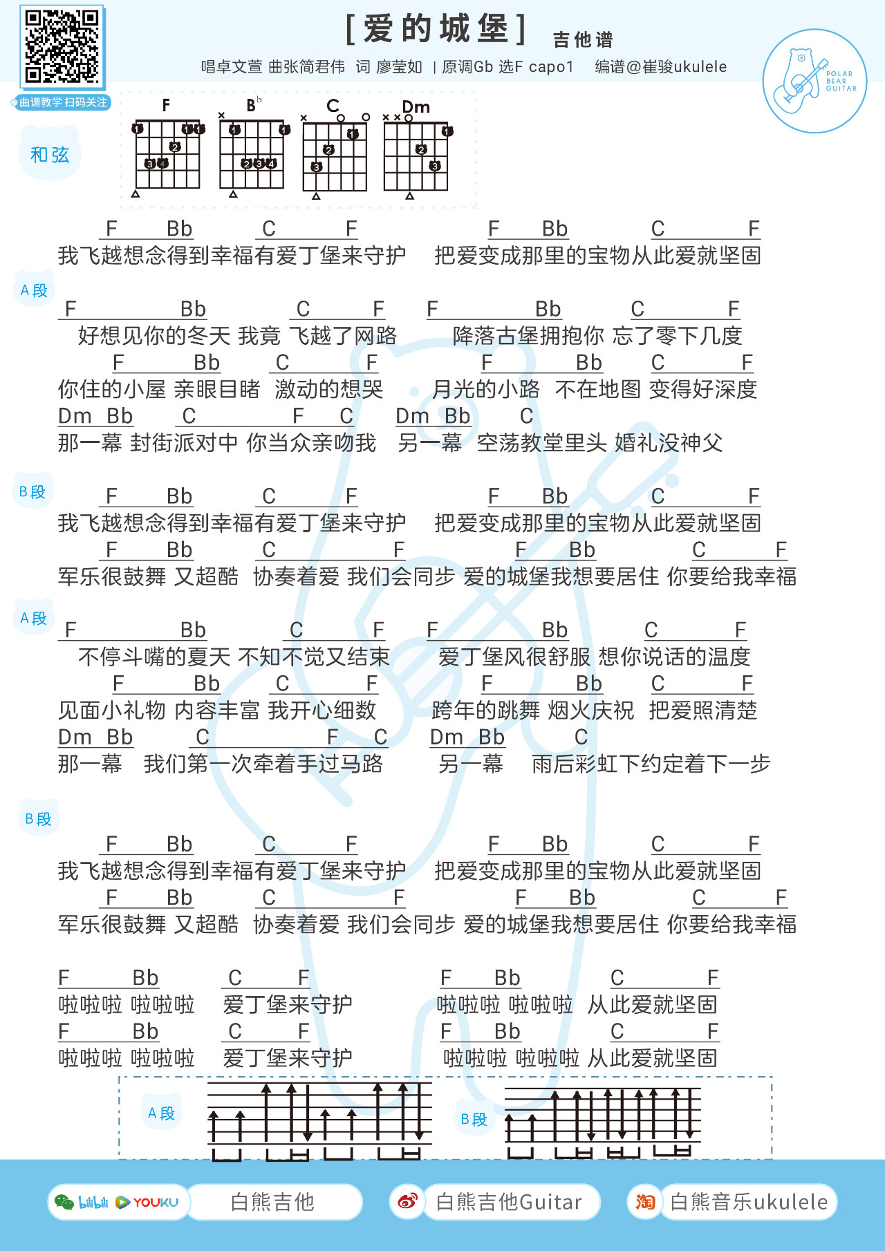 卓文萱《爱的城堡》 F调和弦谱第1张